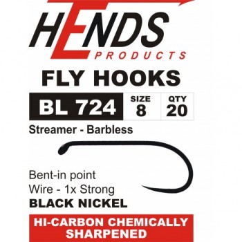 Streamer BL 724 Black Nickel HOOKS  HENDS