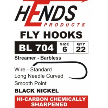 Fine Streamer BL 704 Black Nickel HOOKS  HENDS