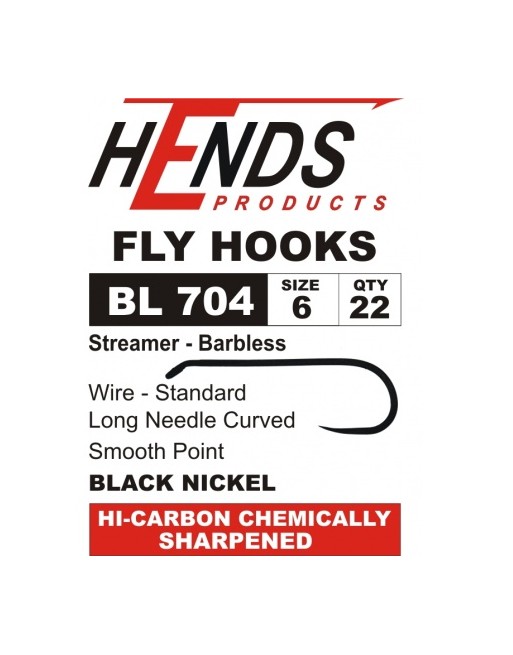 Fine Streamer BL 704 Black Nickel HOOKS  HENDS