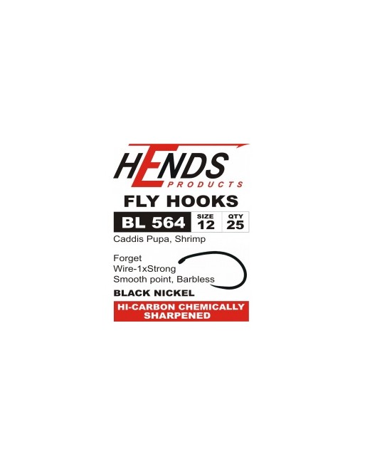 Caddis Pupa  1x strong BL  564 Black Nickel HOOKS  HENDS