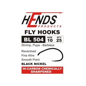 Fine Grub BL 504 Black Nickel HOOKS  HENDS