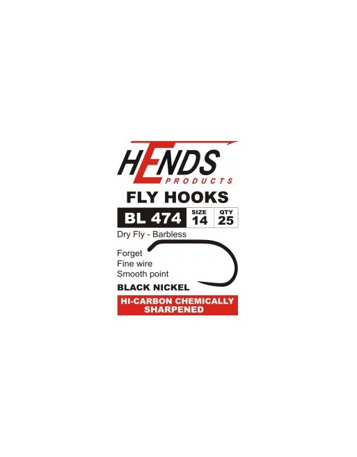 Dry Fly Sedge 1x long BL 474  Black Nickel HOOKS  HENDS