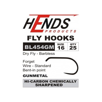 Dry Fly  Barbless BL 454 Black/Gold/Gun metal HOOKS  HENDS