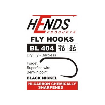 dry 404 Barbless BL 404 Black Nickel HOOKS  HENDS