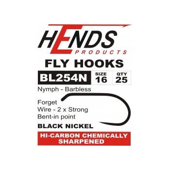 Wet Fly Nymphs  Barbless BL 254 N Black Nickel HOOKS  HENDS